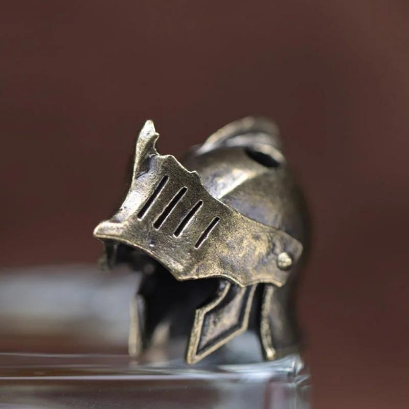 Knight Helmet Brass Knife Bead Outdoor DIY Paracord Accessories Woven Lanyard Pendant Jewelry Punk Survival Bracelets Charms