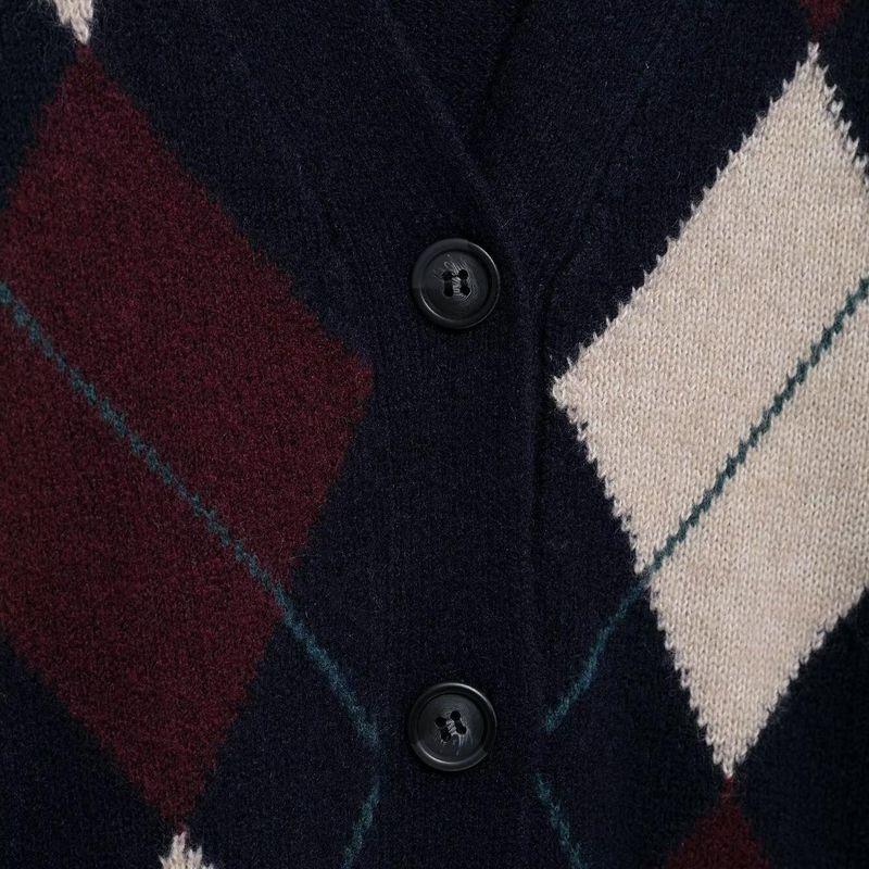 Kaslead New Women clothes Western Style Blended Diamond Pattern V-neck Long sleeve Knitted Outerwear 5755006