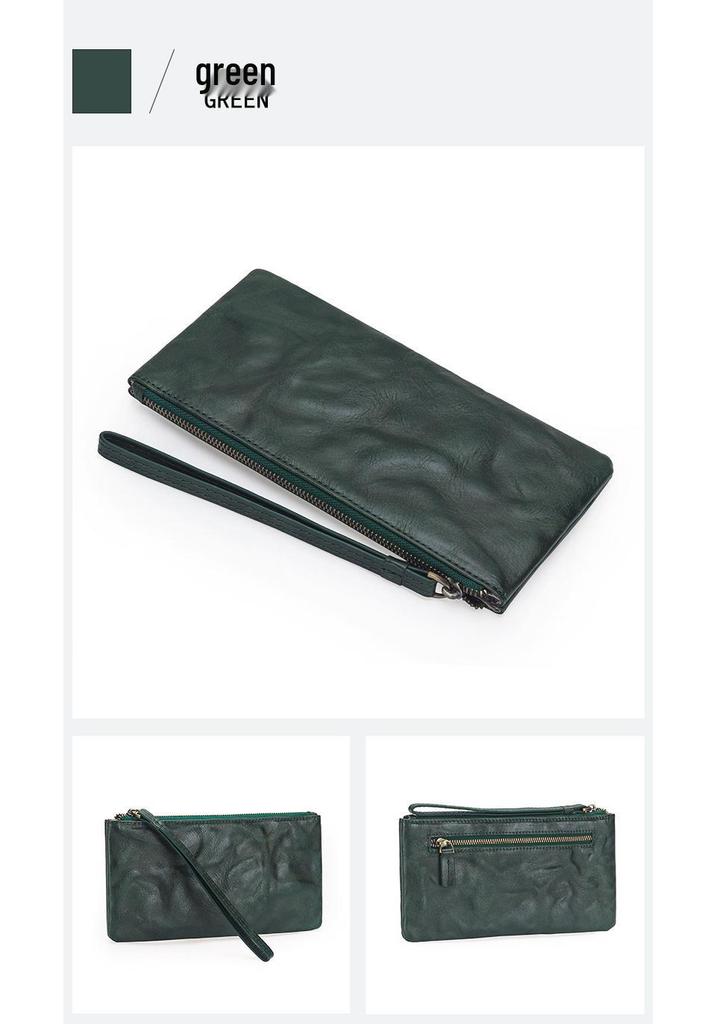 Unisex Retro Vegetable-Tanned Leather Wallet & Phone Clutch