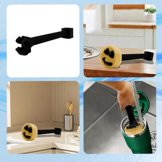 Sponge Holder with Suction Cup Drain Rack for Sink Smile Face Sponge Storage Organizer Kitchen Cleaning Supplies