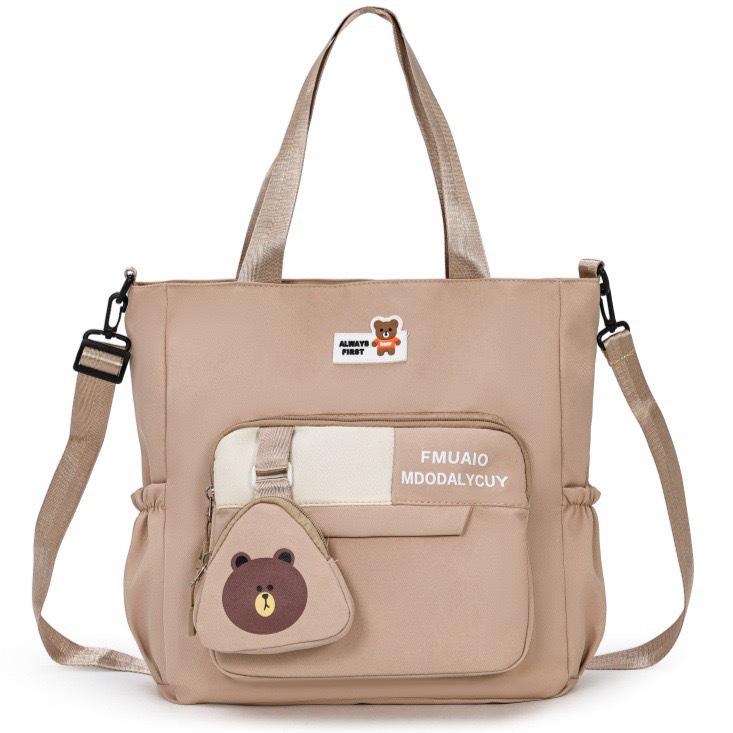Cartoon Bear Onigiri Crossbody Bag: Large Capacity Shoulder Tote for Students