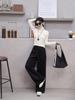 Women's High-Waisted Red Wide-Leg Pants - Slimming, Solid Color, Loose, Casual Fit for Spring & Autumn