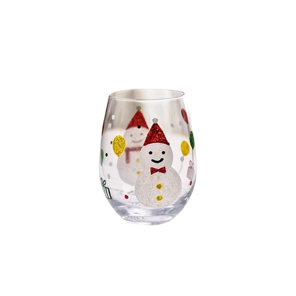 Santa Claus Christmas Tree Christmas Glass Goblet Hand-Painted High Stemmed Wine Cup  Party