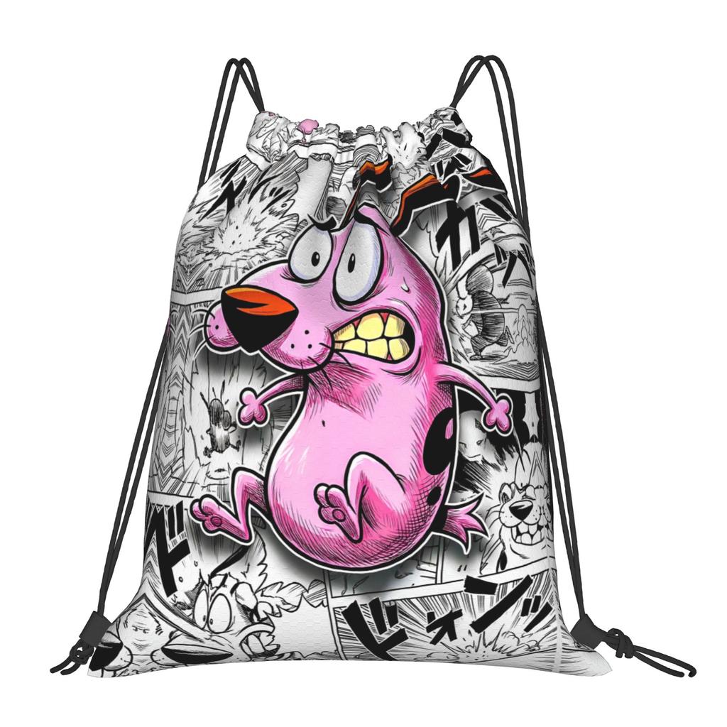 Custom Cowardlyes Dogs Anime Drawstring Bag for Training Yoga Backpacks Men Women Slapstick Sports Gym Sackpack