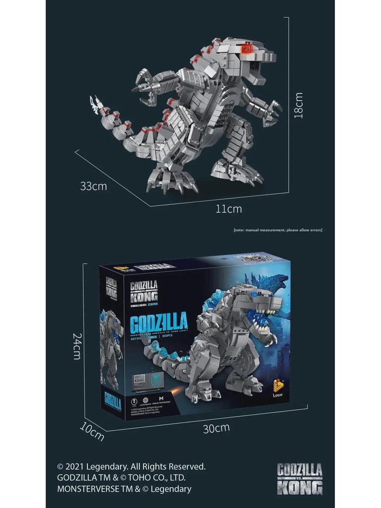 Penros Dinosaur Battle Puzzle: Godzilla vs. King Kong Gorilla - Compatible with Lego Blocks, Perfect Gift for Boys