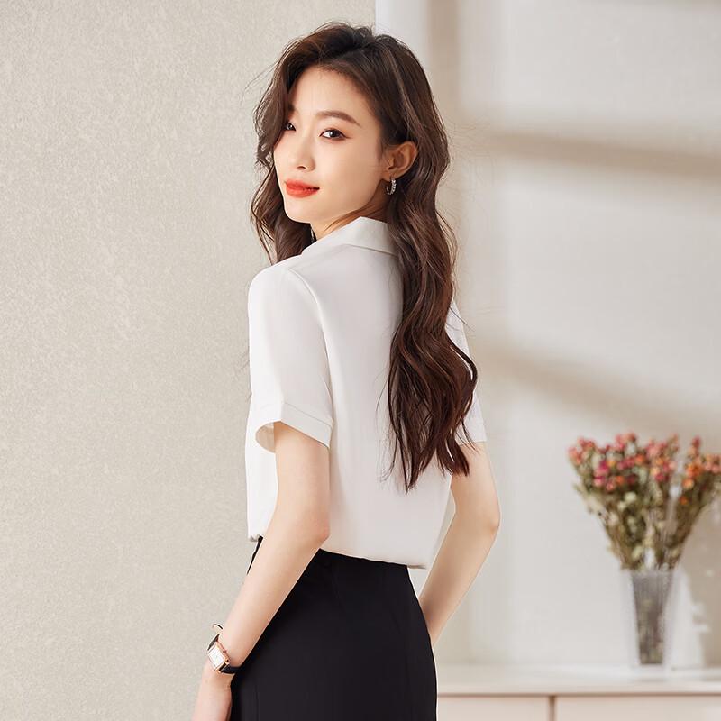 Women's Professional V-Neck Chiffon Short-Sleeve Shirt
