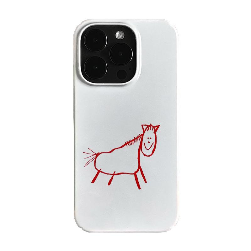 

Abstract Red Sketched Pony Jelly Phone Case For iPhone 17 Air 16 Pro Max 15 14 Plus 13 12 11 Pro Shockproof Silicone Back Cover iPhone 11 Pro Max