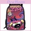 Invader Zim Dib Gaz Cartoon Animated Character Printed Childrens Backpack For School Use