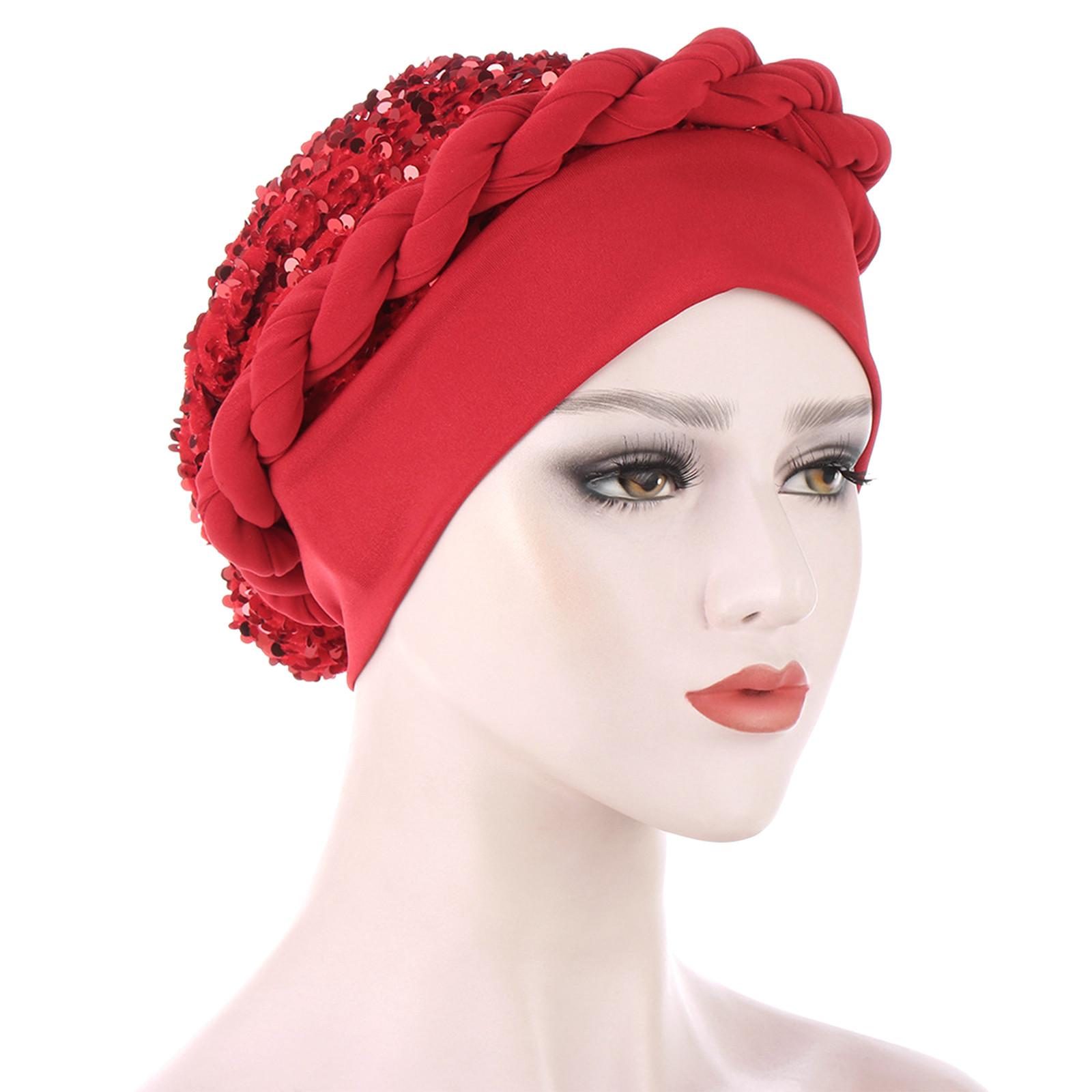 

Женская мусульманская стрейч-тюрбан, шапка для химиотерапии, головной платок для выпадения волос S красный