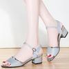 Women's shoes summer new mid-heel casual versatile fashion thick heel women's shoes open-toe one-button women's shoes