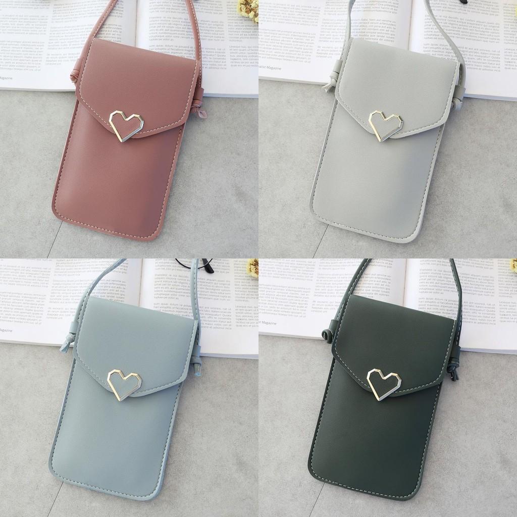 Elegant Pu Heart-shaped Decor Transparent Touch-screen Shoulder Bag For Women