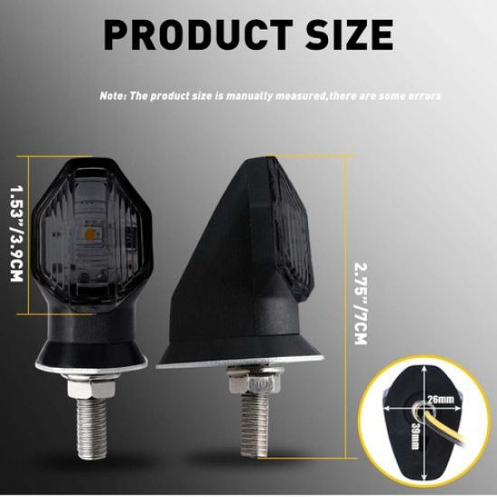 2X LED Motorcycle Turn Signals Indicator Amber Blinker Light Universal Mini Lamp