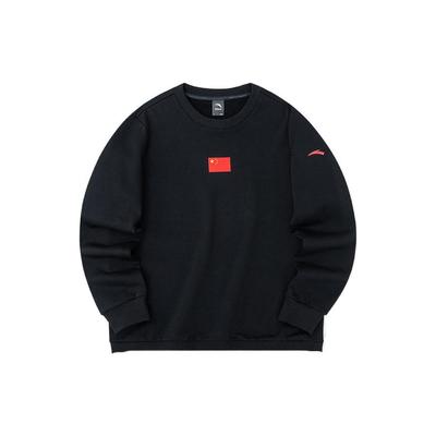 Anta Nationalflagge Einfarbig Logo-Druck Rundhals-Sweatshirt Unisex Oberteile Schwarz 172250701-2