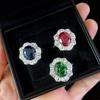 Imitation Natural Ruby Sapphire Ring Women's Fashion Coconut Round High Carbon Diamond Ring Jewelry