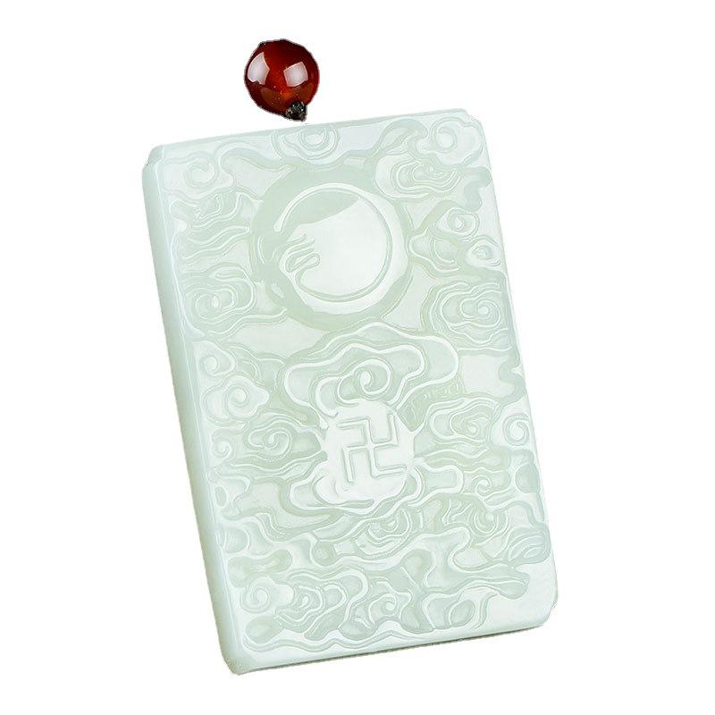 Xinjiang Hotan Jade Zodiac Pendant - Pig Dog Guardian Amitabha Buddha