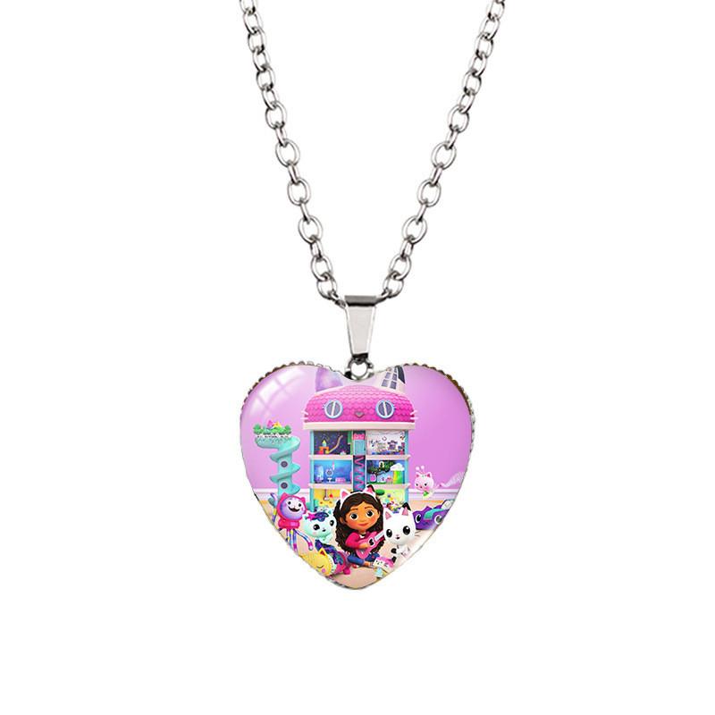 Gabbys Dollhouse Stylish Heart Shaped Necklace With Sparkling Gemstone Accents