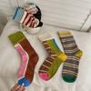 Color Striped Color Matching Cotton Socks Medium Tube Socks Street Trend Double Luo Kou Couple Socks
