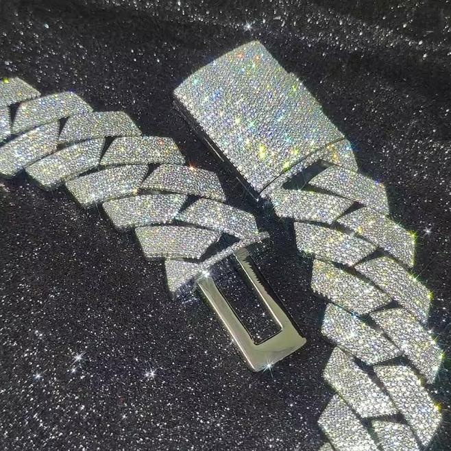 Silný Těžký 15mm Dva Řady Zasazení do Kostiček Kubánský Řetízek Iced Out Hip Hop Bílý/18k Pozlacený Náhrdelník Šperky Ženy Muži Dárky