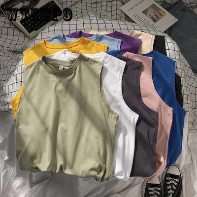 Cotton Vest Summer Loose Solid Color Sleeveless Sports Fitness Waistcoat Vest