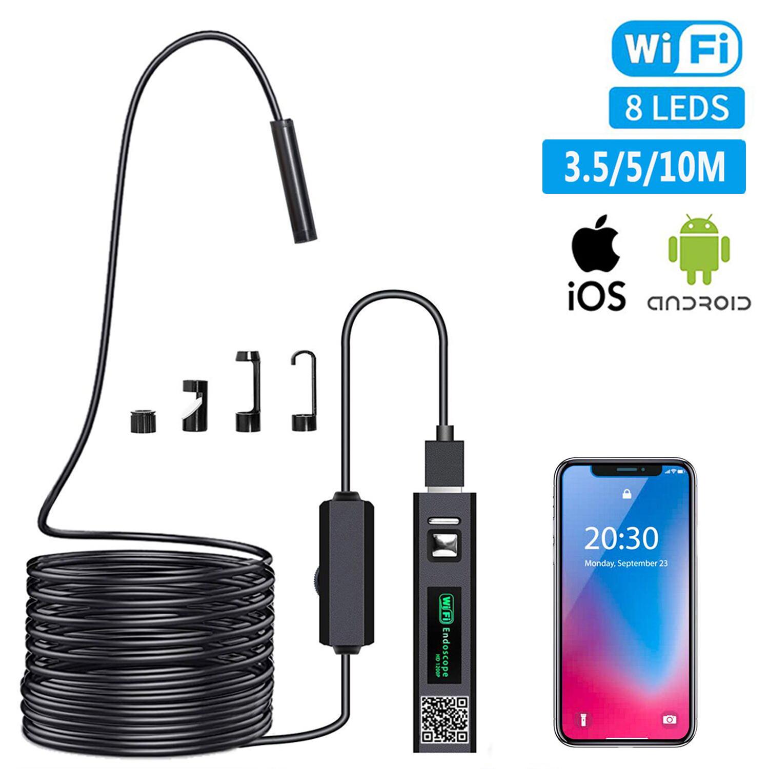 

Беспроводная инспекционная камера, полужесткий Wi-Fi, бороскоп, эндоскоп 1200P HD для ноутбука Android iPhone 3.5m