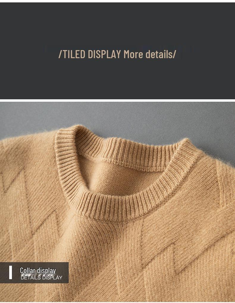 Men's Autumn/Winter Thickened Pure Cashmere Crew Neck Sweater - Business Casual Knit.