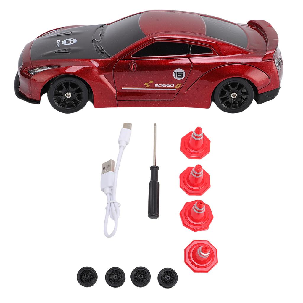1:43 Scale RC Drift Car with Lights 4WD High Speed Remote Control Racing Sports Car Toy for Kids Adults Teen Red