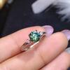 Sparkling High Carbon Diamond Women Ring 1 Carat Green Moissanite Open Adjustable Elegant Jewelry Gift