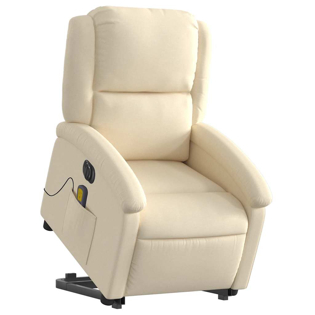 Electric Massage Recliner with Rising Function Cream Fabric