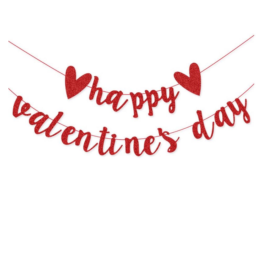 Valentine s Day Glitter Jumpsuit & Heart Banner Decoration Set