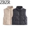 Za New Fall Women's Clothing 2025 Fashion Style Fashion Stand Collar Sleeveless Warm-Keeping Cotton Clothing Vest Waistcoat 3046224