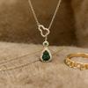 Chinese-Style Emerald Gourd Pendant with Imitation Gold and Diamante Inlay Clavicle Chain for Women