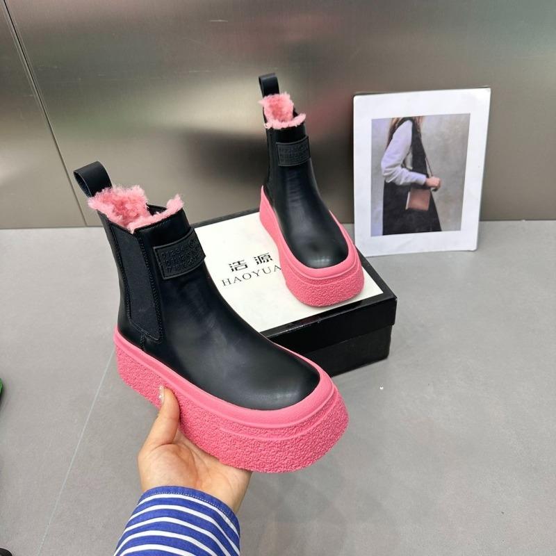 Mode Europäischen Amerikanischen Farbige Kamin frauen Stiefel 2024 Winter Neue Plüsch und Warme Dicken Sohlen Baumwolle Stiefel Plattform Zapatos Mujer