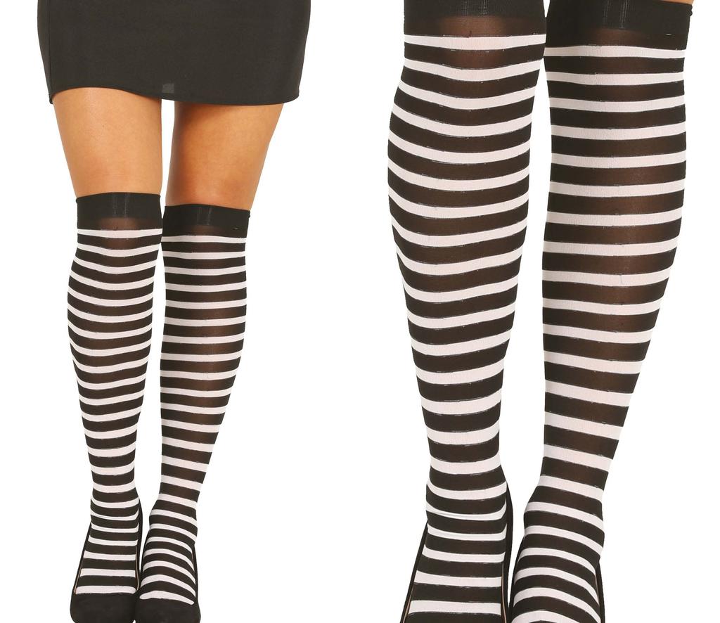Stockings Socks Over the Knee Socks White Black Stripes