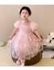 Girl Flower Fairy Sparkling Flower Dress New Summer Bubble Sleeve Princess Dress Elegant Birthday Dress