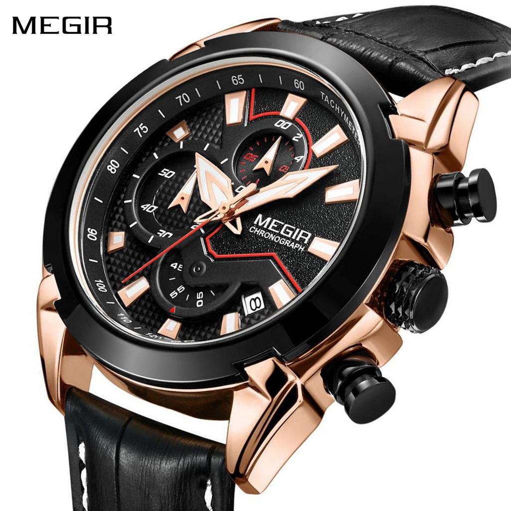 Megir Kreative Quarz Männer Uhr Leder Chronograph Armee Militär Sport Uhren Männer Uhr Stunde Relogio Masculino Reloj Hombre