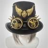 Gothic Top Hat With Metallic Goggles Gear And Winged Heart Design Tall Hat For Costume Parties Photography Headpiece