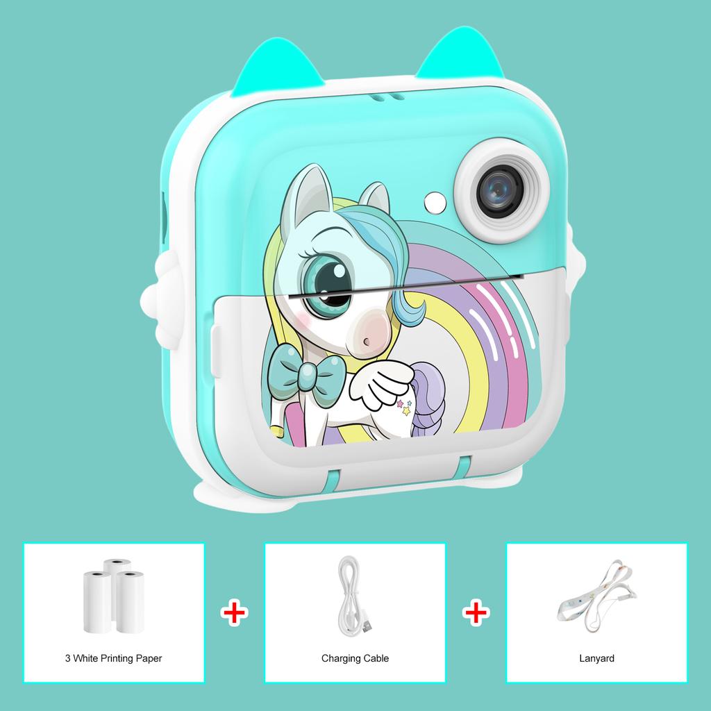 MISIRUN Kids Camera Instant Print Boys Girls Gift Children Digital Video Camera Photo Thermal Printing 32G Card Educational Toys