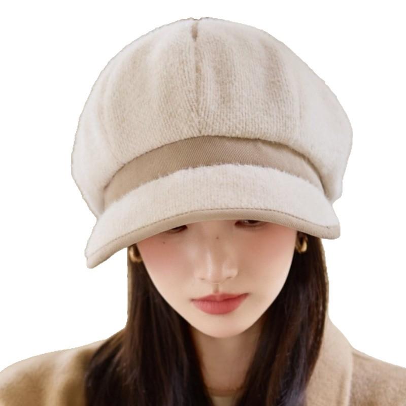 New fashionable versatile octagonal hat women's early autumn face small beret simple foreign trend temperament hat
