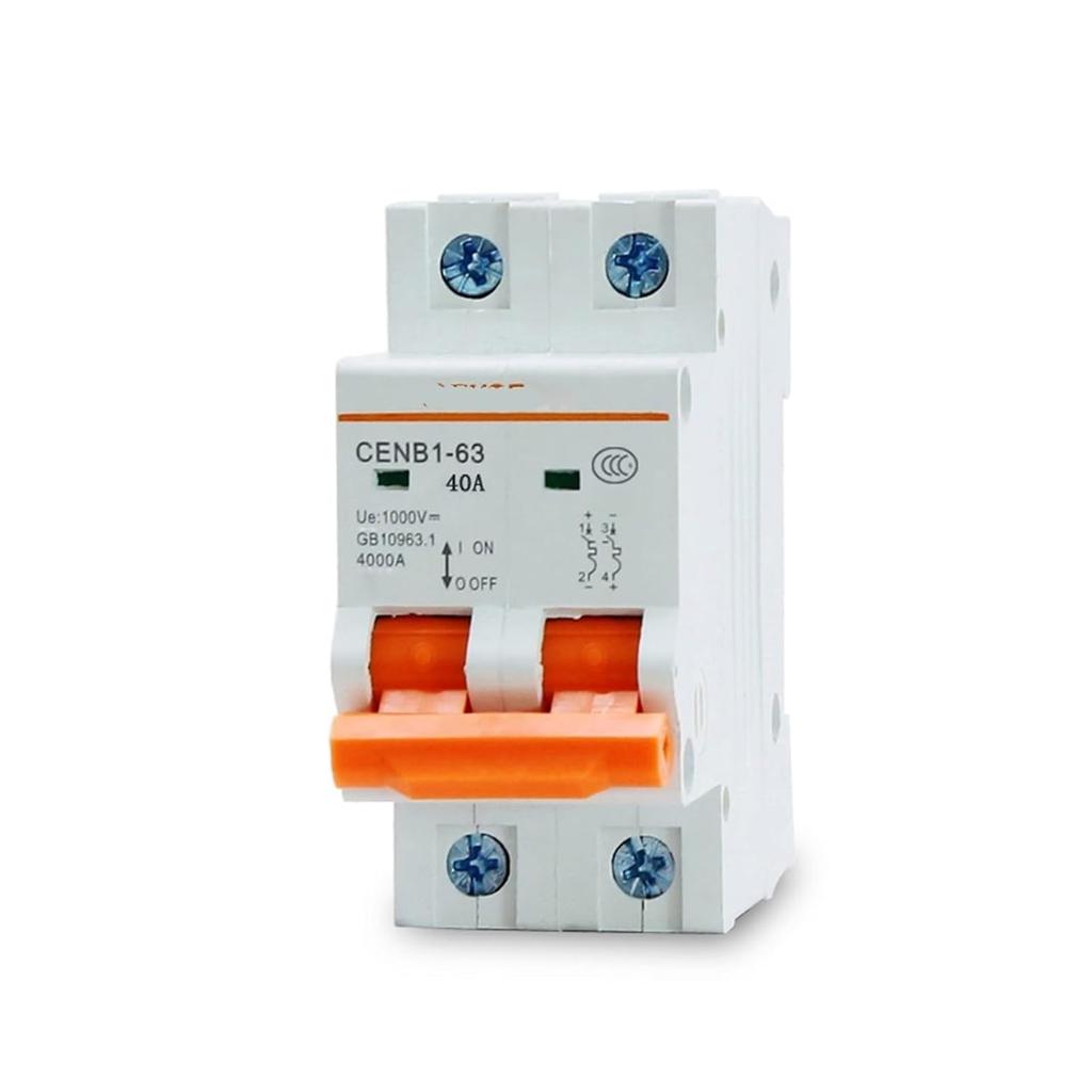 Dc Solar Breaker Circuit Controller 2P 1000V 25A Miniature Circuit Breaker for Global Solar Photovoltaic Power Generation 1Pcs(25A)