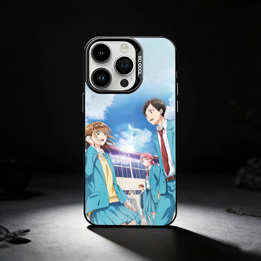 Blue Box Anime Cute Phone Case For iPhone 17,16,15,14,13,12,11 Plus,Pro Max,XS,Colored silver phone case