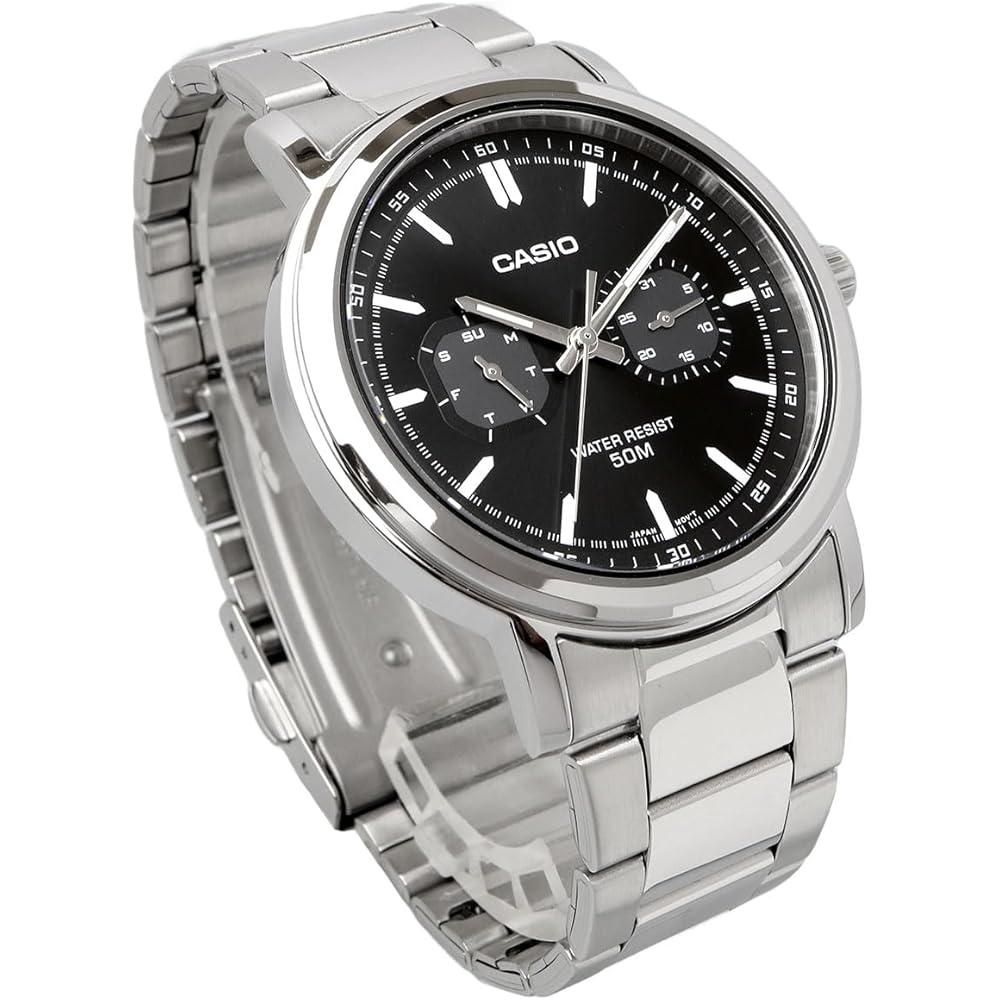 Casio Standard Quartz Men's Watch MTP-E335D-1EV Multi-Calendar Silver Black Overseas Model