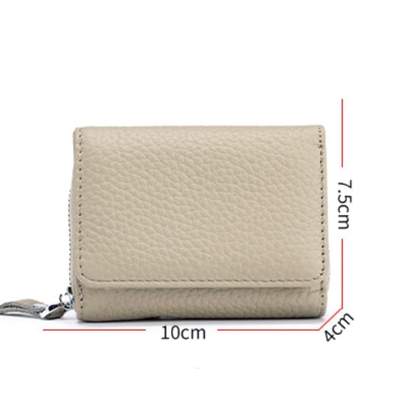 Dámská peněženka z pravé kůže v japonském stylu Krátká trojkombinovaná peněženka Mini RFID Dámská velkokapacitní taška na mince