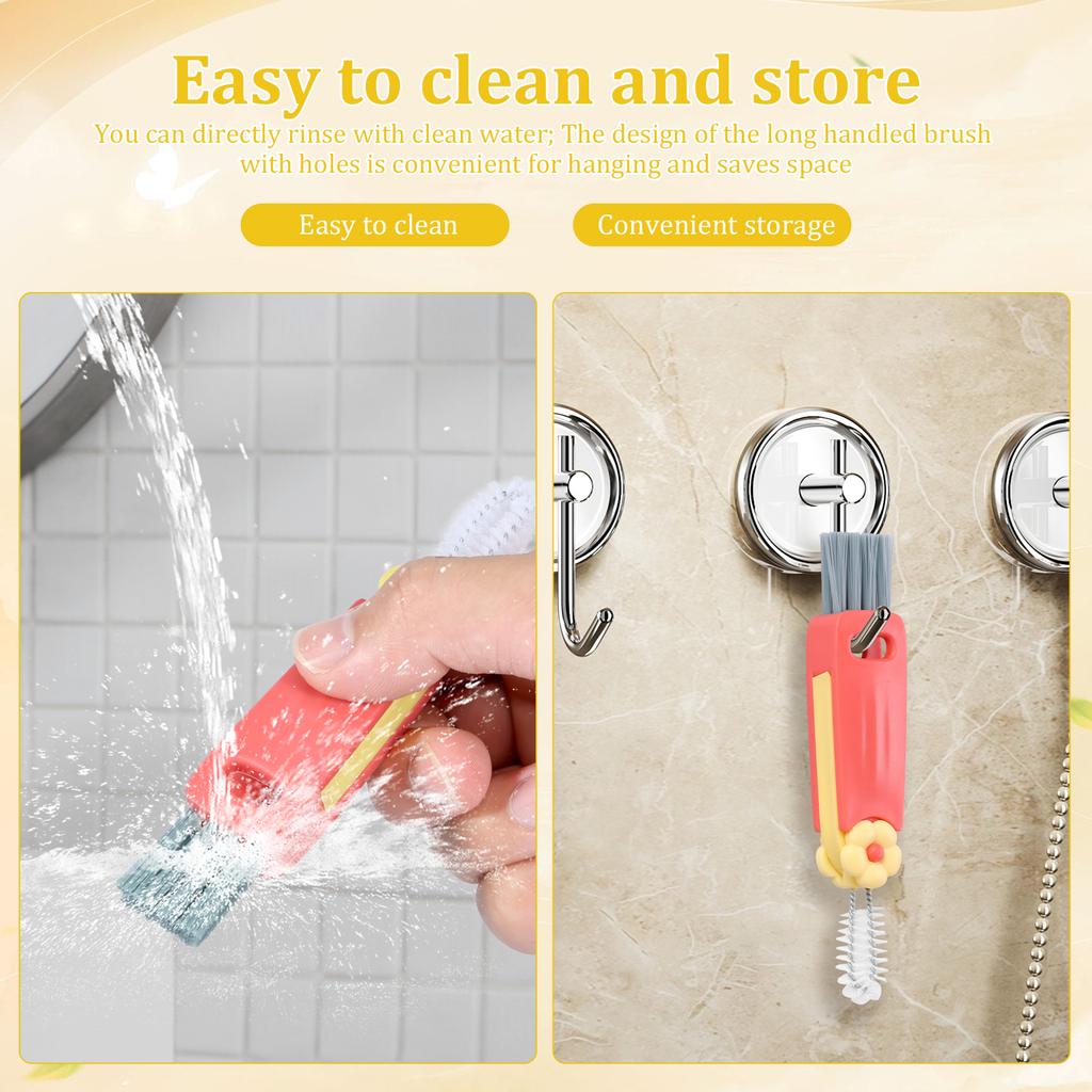 3 in 1 Cup Lid Cleaning Brush Crevice Cleaner Brush Set for Water Bottle Multifunctional Portable Straw Cleaner for Cup Lid Gap
