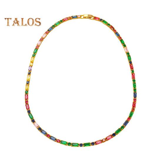 Retro Style Necklace Bracelet Colorful Cubic Zirconia Choker Necklace Women Bracelet Wedding Party Formal Jewelry
