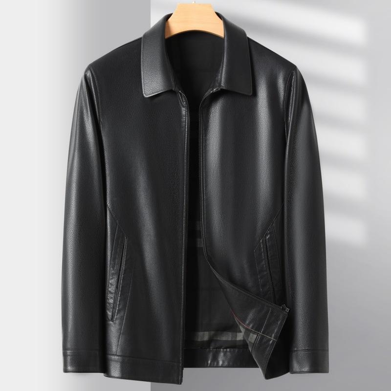 Genuine Leather Jacket for Men In Autumn and Winter, Plush Leather Jacket, Men's Lapel Casual Jacket, Daddy Sheepskin Top