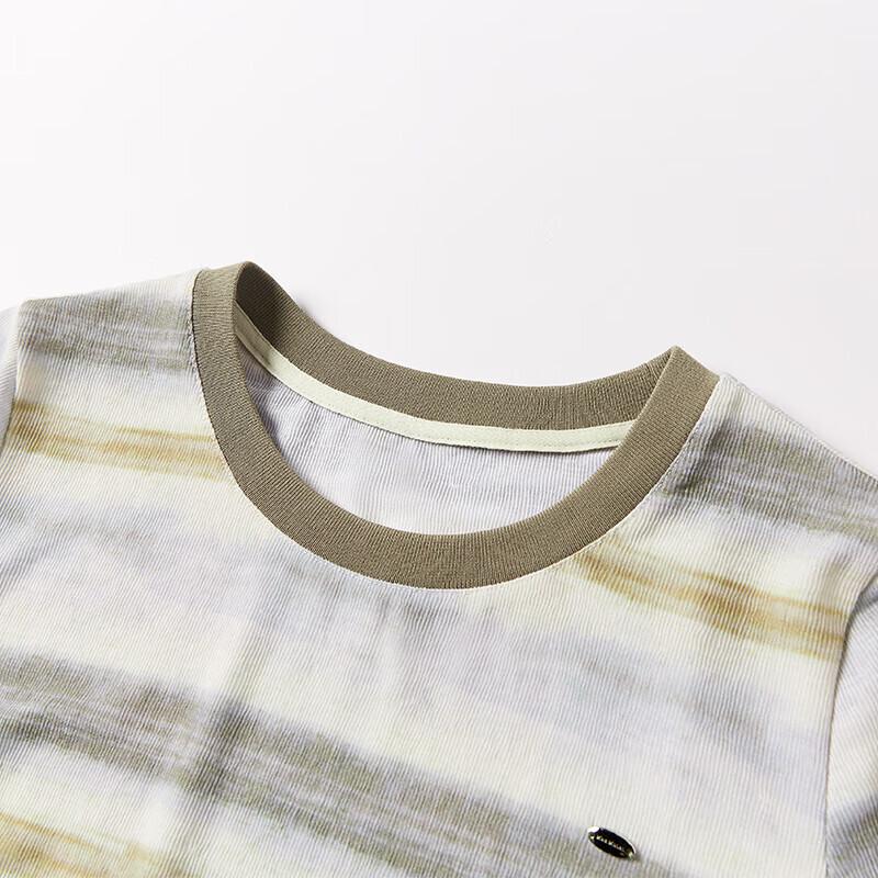 Xiangying Women's 2025 Summer Striped Contrast Short Sleeve T-Shirt