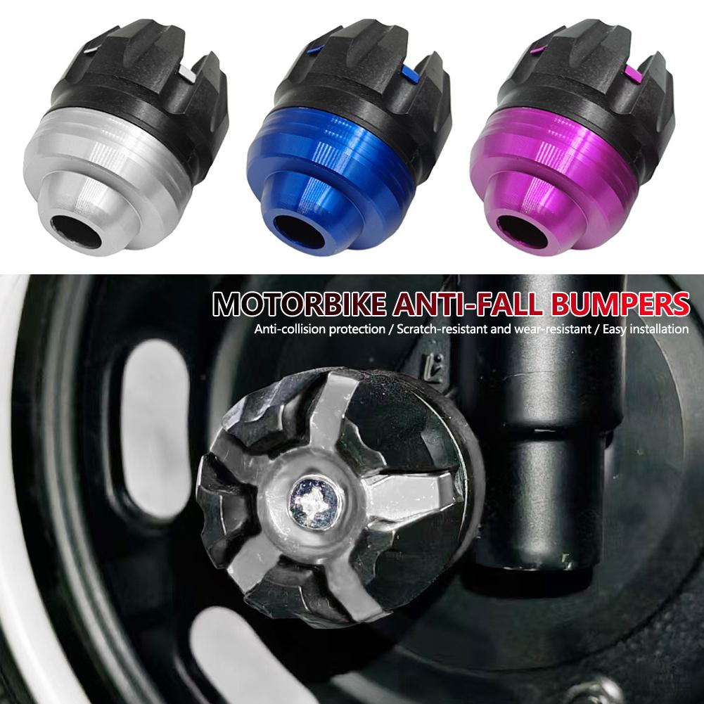 2 Stück Motorrad Aluminiumlegierung Gabel-Sturzbecher Stoßdämpfer-Schutz Gabel-Schleifer Anti-Kratz-Sturzschutz Universal