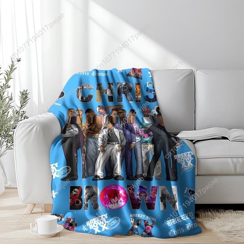 Chris Brown Blanket Album Cover for Fans Warm Cozy Flannel Blankets 90s Hip Hop Rapper Throw Merch for Home Custom Blankets