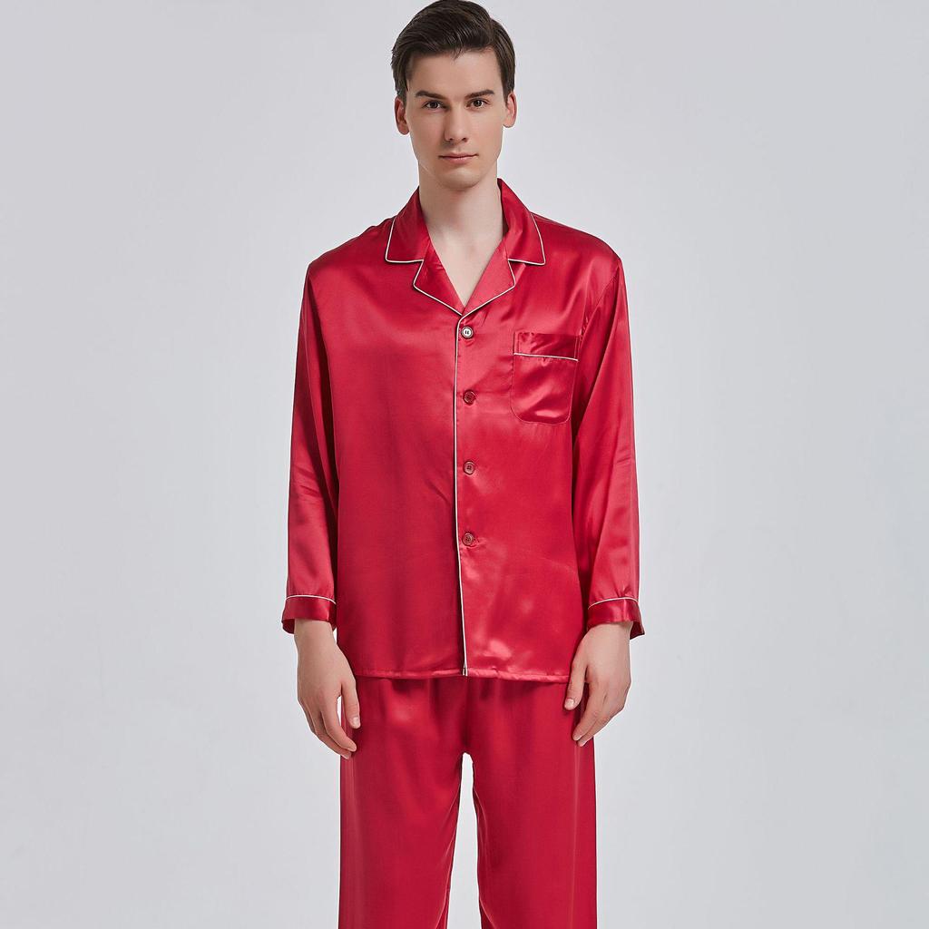 Men's Long Sleeve Silk Pajama Set - Summer Mulberry Silk Homewear 1188