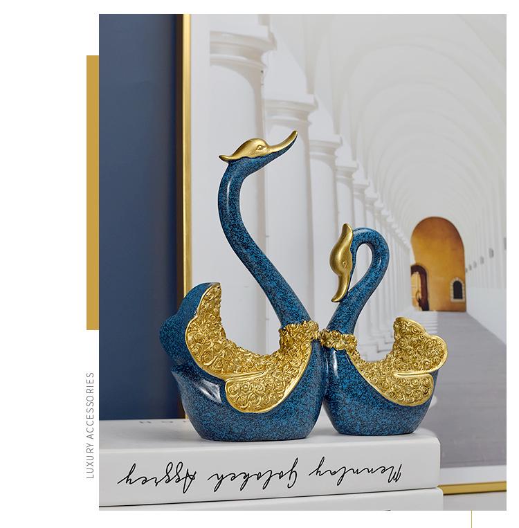 European Resin Swan Couple Ornaments: Home Decor & Wedding Gifts